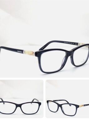 Swarovski Dark Royal Blue Frame Women's Eyeglasses with Ivory Stone and Crystals